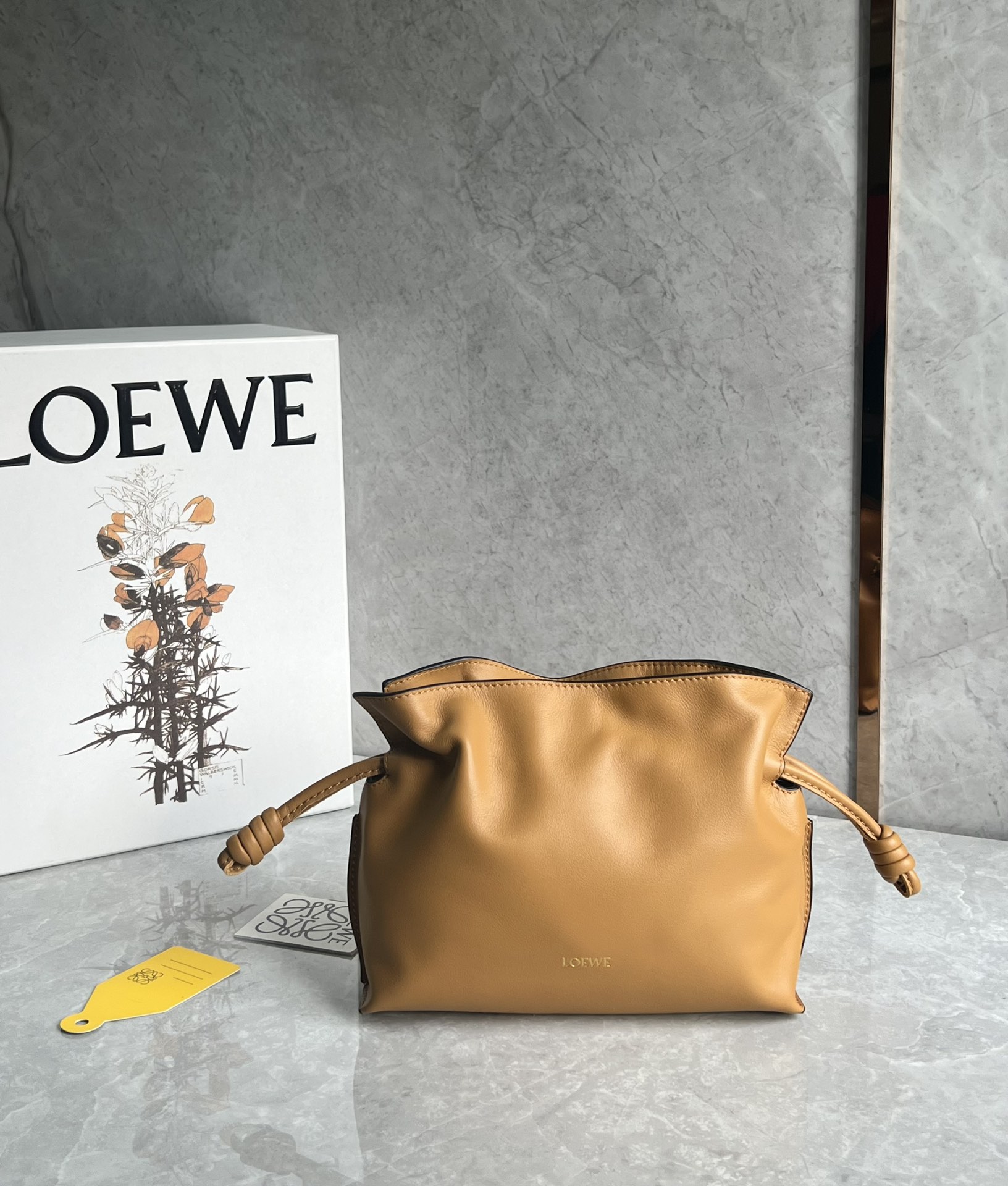 Loewe Mini Flamenco clutch in nappa calfskin Warm Desert